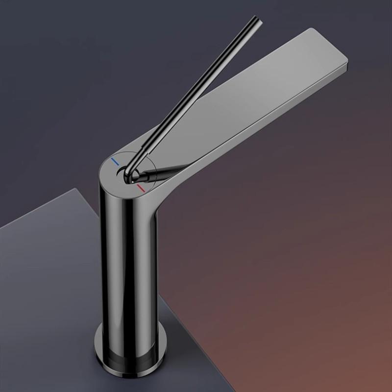 Bathroom Basin Faucet Hot & Cold Bathroom Gray Sink Faucet Deck Mounted Lavotory Faucet Mixer Water Tap