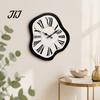 Holz-Stille-Uhr Moderne unregelmäßige Wanduhr, römische Ziffern, nicht tickend, dekorativ für Wohnzimmer, Schlafzimmer, Büro, Bauernhaus-Stil