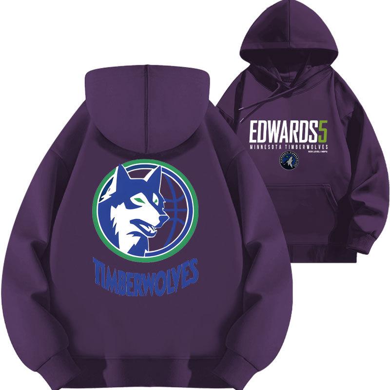 Edwards Timberwolves N.. Maglia a felpa con cappuccio a 5 stampe top largo autunno e inverno velluto ispessito sportivo alla moda Kids 110cm blue