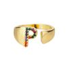 Rainbow Zircon Letter Rings For Women Mote Chunky Bred Letter AZ Rustfritt stål Ring Bryllup Boho Smykker Gave 2024
