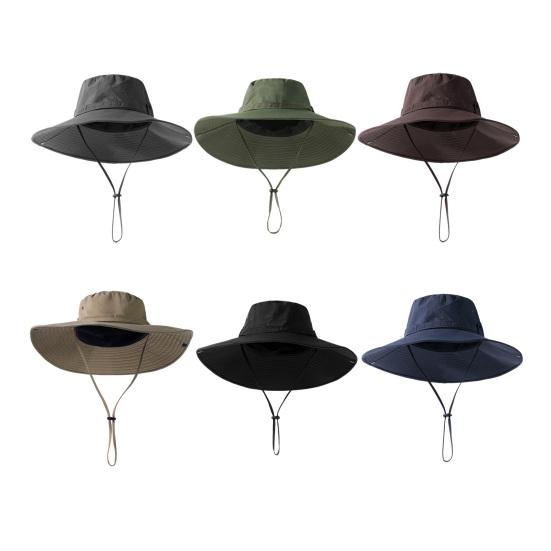 Cappello a Secchiello con Bordo Extra Large, Vestibilità Regolabile, Cappello da Pescatore, Fibbia Antivento, Pieghevole, per Viaggio, Outdoor, Cappello Blocca Raggi UV