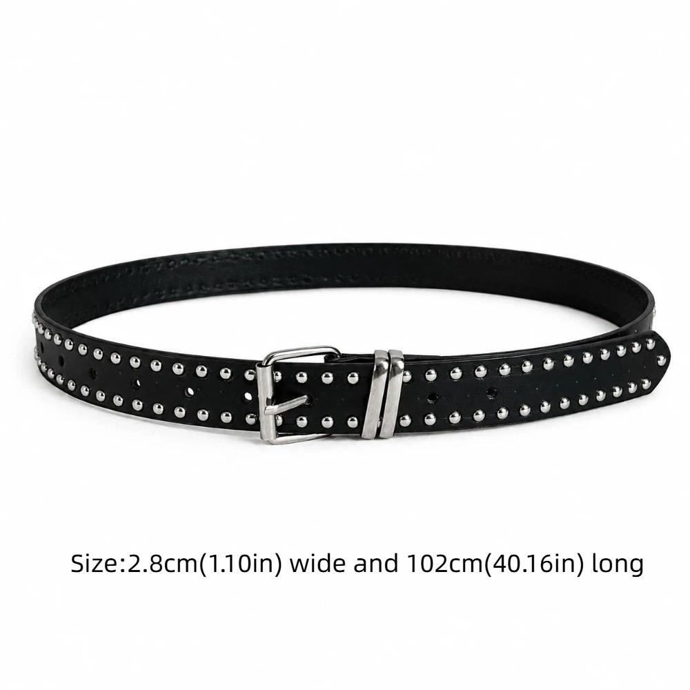 Adjustable Women's Rivet Belt PU Leather Decorative Jeans Belt New Buckle Belt for Skirt