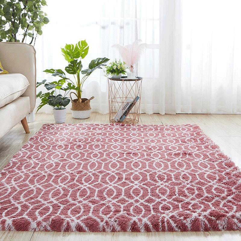 Plush Tie-dye Living Room Full Carpet Floor Mat Thickened Soft Carpet Bedroom Bedside Silk Wool Floor Mat
