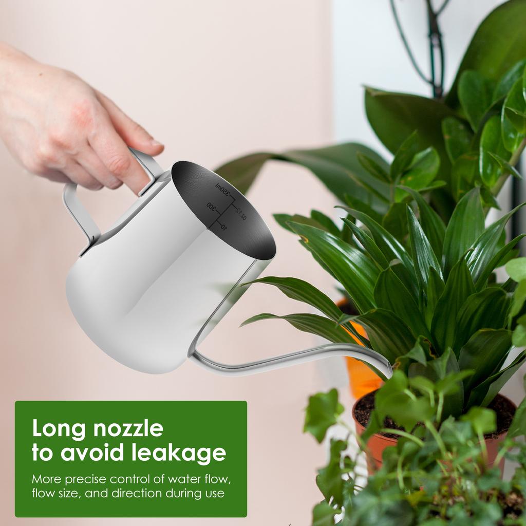 Indoor Plant Mini Drinking Pot 350ml Stainless Steel Plant Drinking Pot Multi purpose Portable Coffee Pot