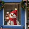 Static Window Stickers Christmas Snowman with Lantern Cling, Cute Glass Sticker, PVC Winter Ornaments Reusable Sticker for Doors and Holiday