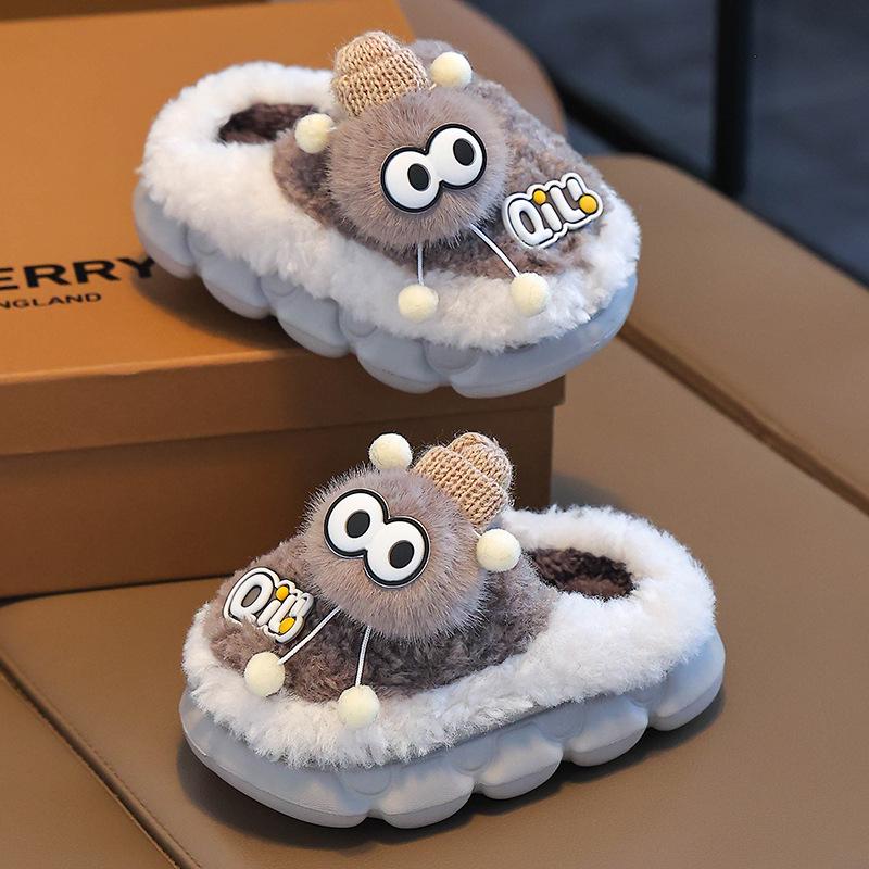 Papuci calzi de pluș din bumbac pentru copii, băieți și fete, Pantofi de interior/exterior pentru toamnă-iarnă