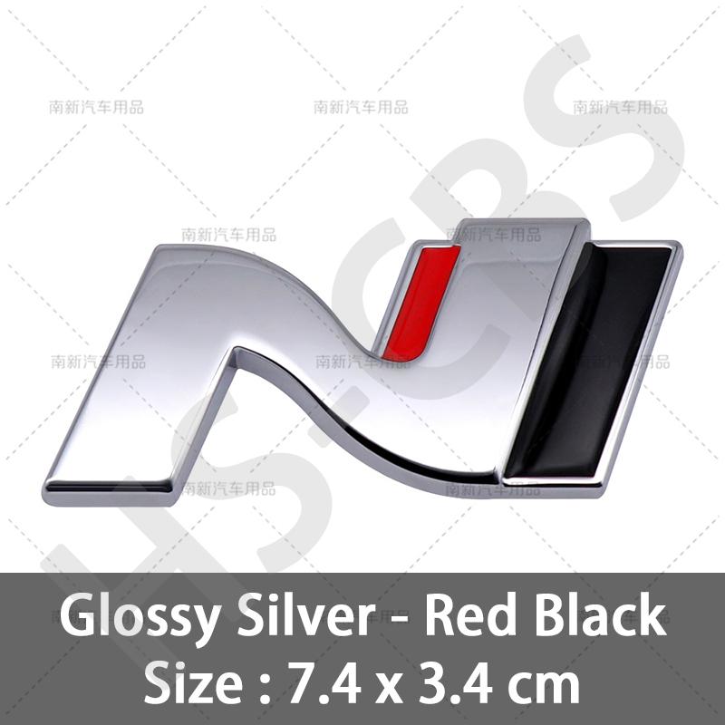 1Pc Metal N Emblem Logo N Badge Decal Nline ar Stickers For IX25 IX35 I20 I30 Kona Tucson Sonata Elantra Veloster Accent Car Styling