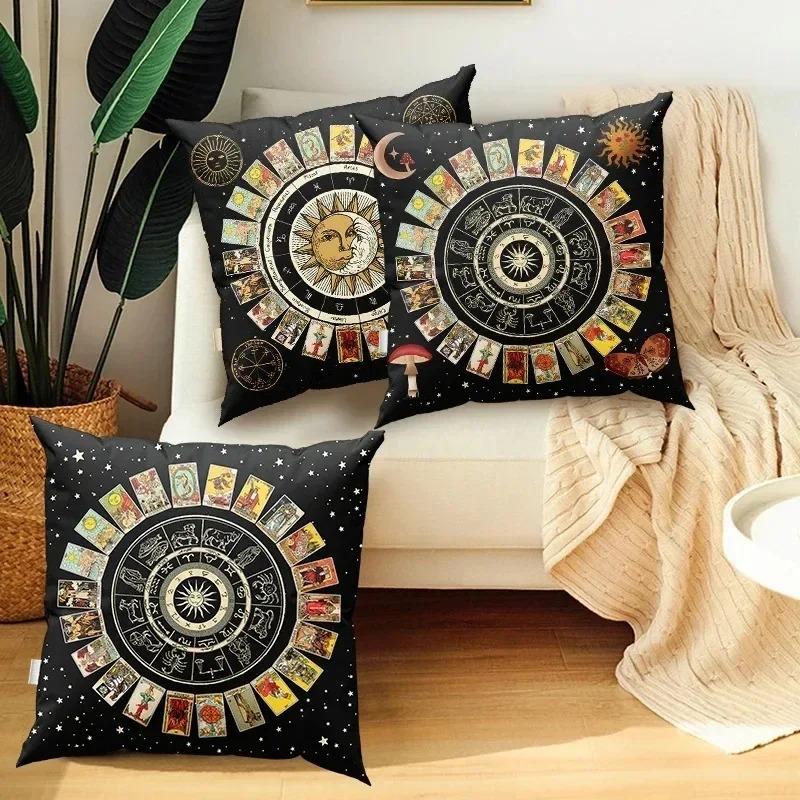Home Decor Astrology Tarot Design Pattern Throw Pillow Pattern Cushion Cover Suitable For Sofa Bedroom Car Pillow Cover