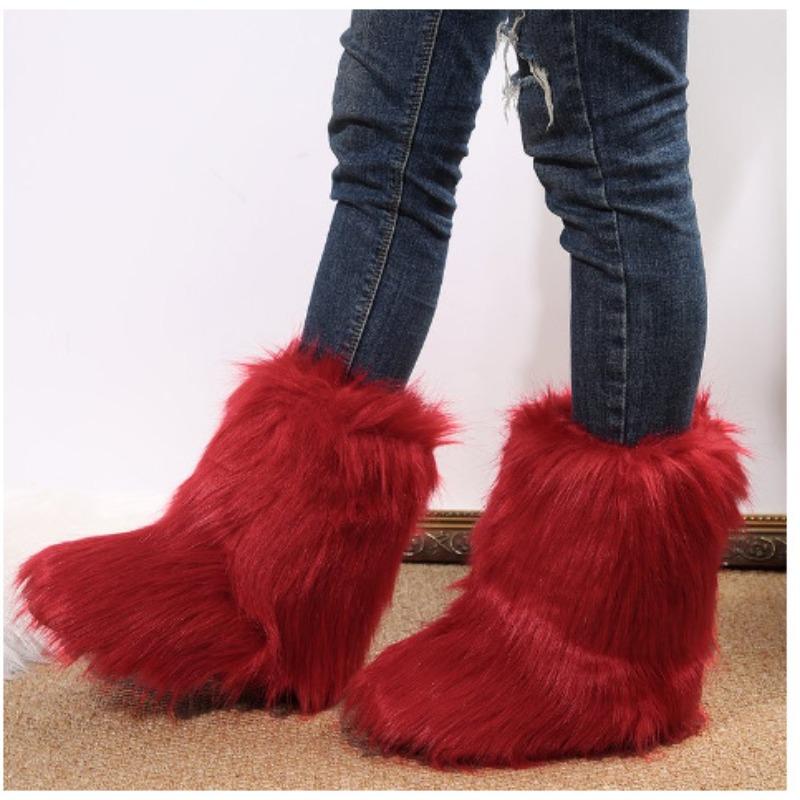 

Cross-border style European and American new color plush medium tube snow boots women s foreign trade large size fluffy women s boots 43