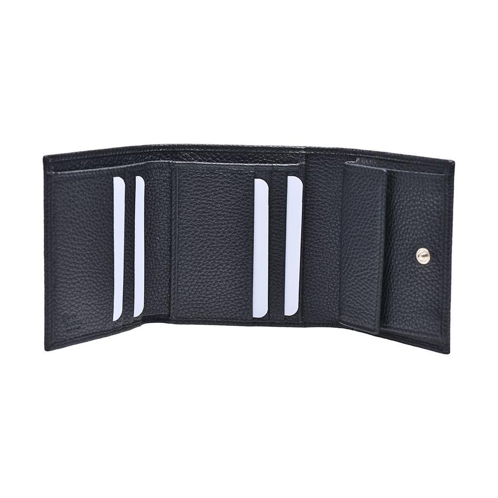 Gucci Classic Logo Litchi Grain Leather Wallet Women wallet Black 598207-A7M0G-1000