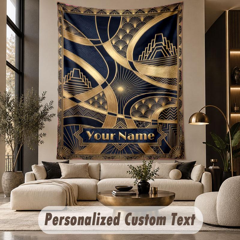 Art Deco (23) Theme Custom Tapestry Personalized Custom Name Text Wall Hanging Tapestry Home Decor Background Cloth
