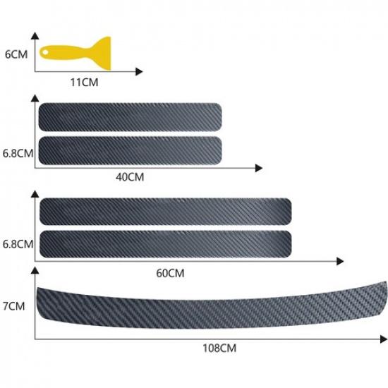 3D Carbon Fiber Protector Sticker Car Door Plate Sill Scuff Cover Anti-Scratch