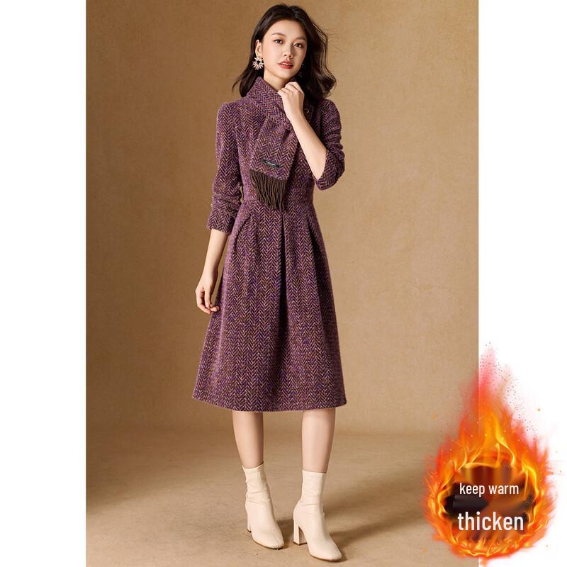 

Melanie Elegant Scarf Collar A-Line Dress XL