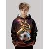 Autumn Winter 3D Football Printed Hoodies Fashionable Casual Warm Sports Long Sleeved Children's Boy Hooded Sweatshirts