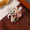 Dámska móda Brošne s dúhovým kvetom Butterfly Pre ženy Luxusné žlté zlato Farba Smaltovaná Zliatina Rastlinná Brošňa Zvieratá Zapínacie špendlíky