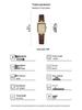Gedi Women's Retro Minimalist Square Watch with Leather Strap - New Waterproof Quartz Design