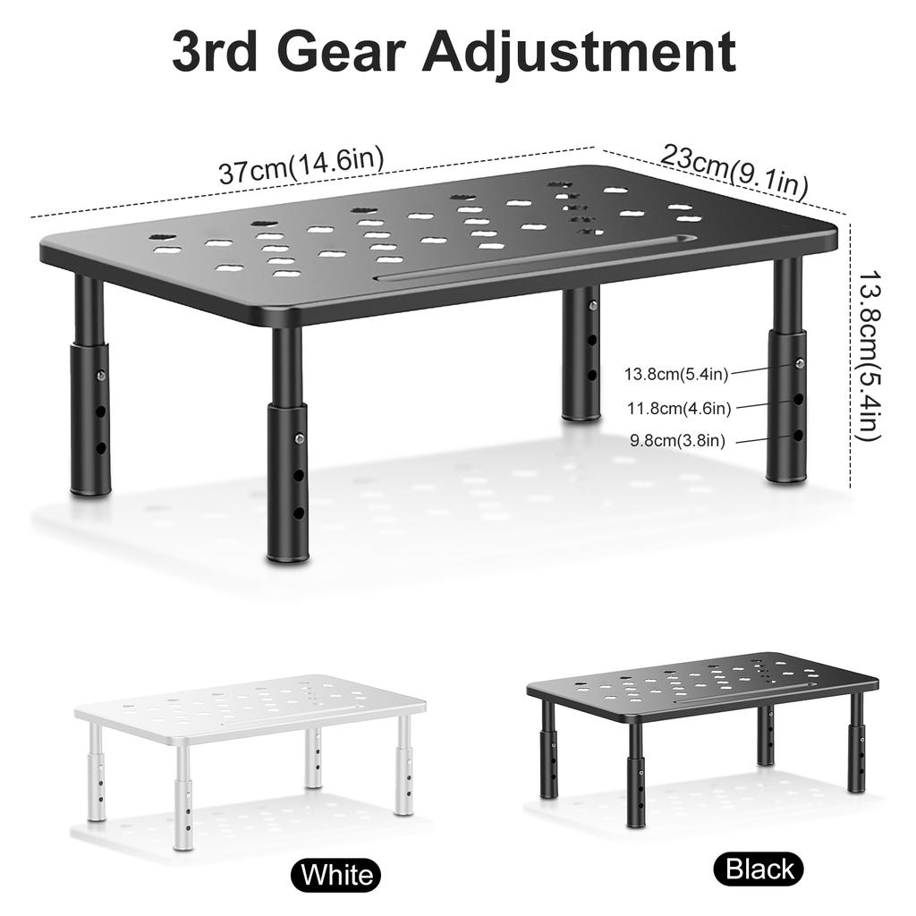 Monitor Stand 3 Height Adjustable Monitor Riser with Airflow Vents Laptop Stand for Desk