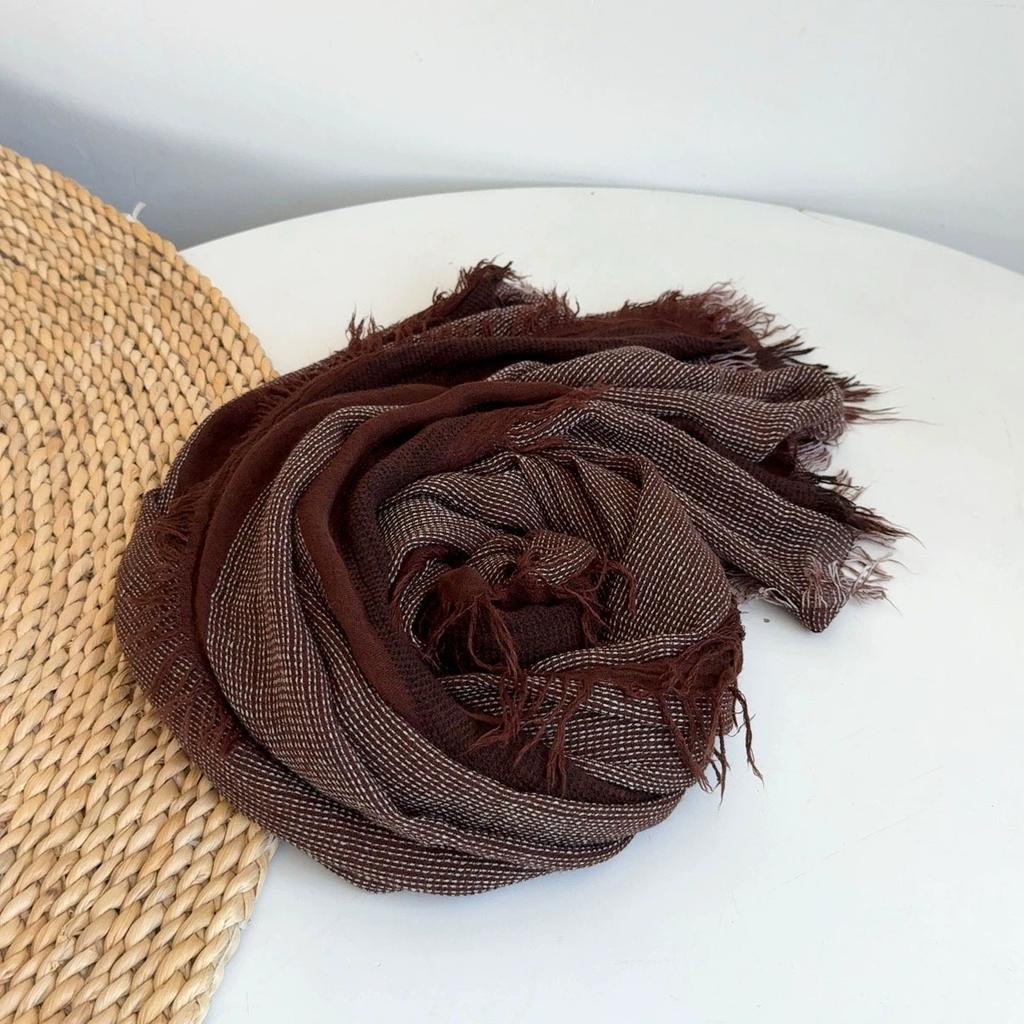 Vintage Men's Long Scarf Cotton Blend Fringed Unisex Scarves Tassel Long Shawl Autumn Winter Women Bufanda Wraps