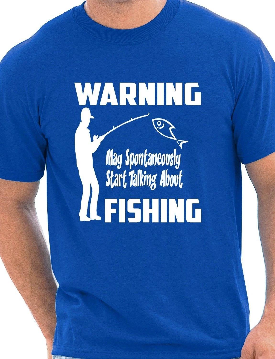 

Warning May Talk About Fishing Funny Mens Gift Unisex T-Shirt Size S-XXL S