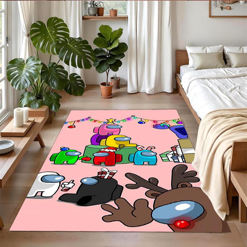 Anti‑Slip Crystal Velvet Floor Rug, Among Us Design Carpet for Indoor Living Bedroom Home Decoration