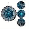1 Stück Metall Mandala Blume Windspiel - Blau & Golden Outdoor Gartendeko, Gedenk-Windrad für Terrasse