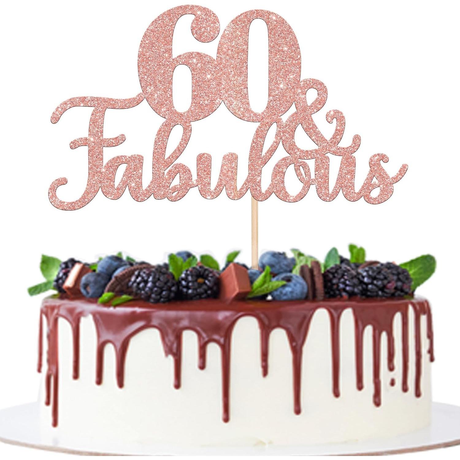 1 PCS 60 & Fabulous Cake Topper Sixty and Fabulous Cake Toppers Happy 60th Birthday Cake Decorations Supplies Rose Gold розовый