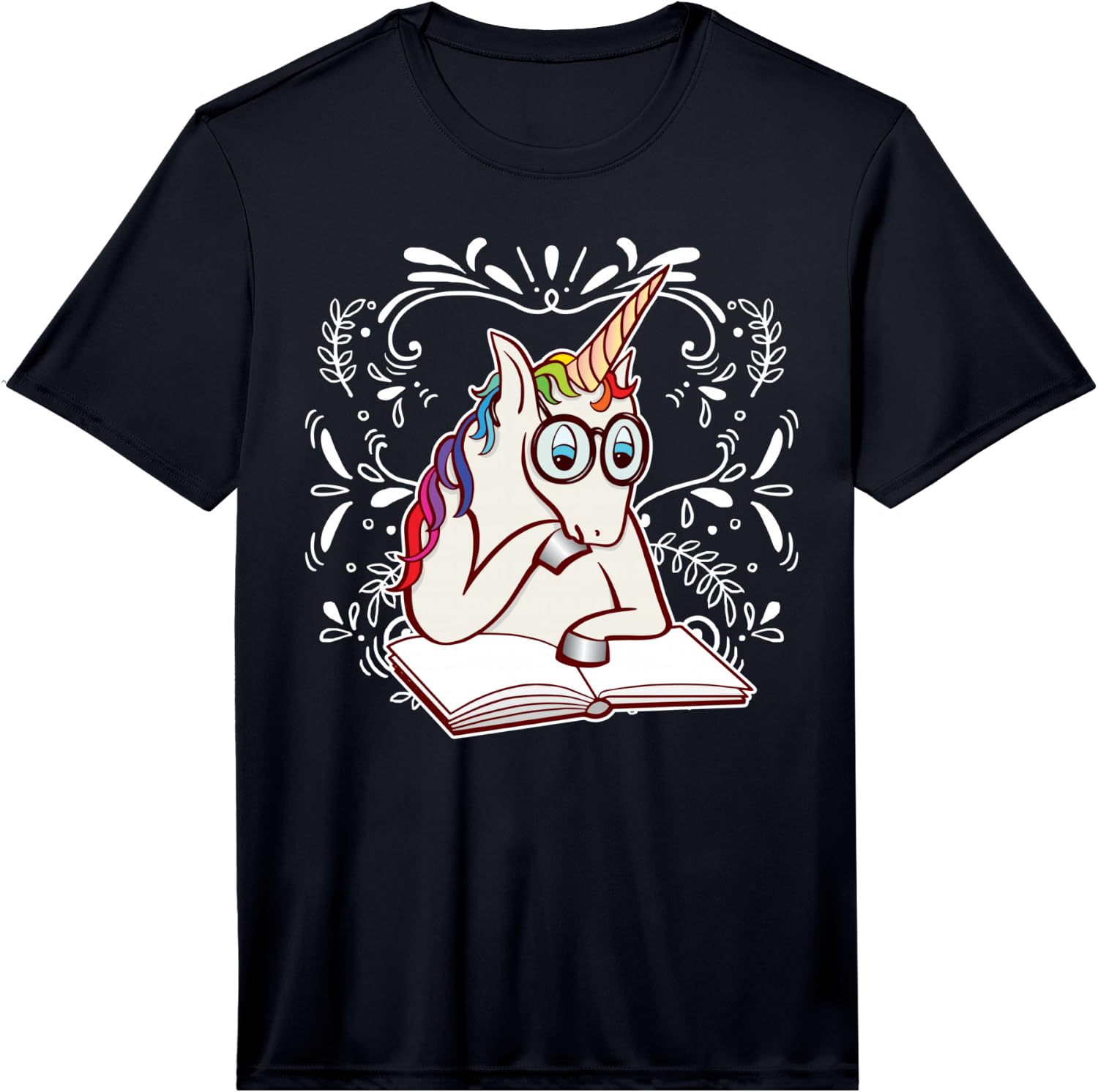 Unicorn Reading Book Funny Unicorn Gift Fun Performance Unisex T-Shirt S