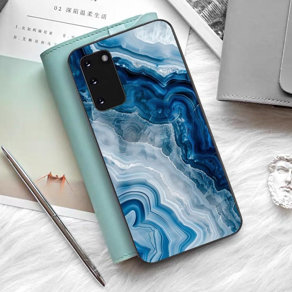 Marble Agate Pattern Phone Case Silicone PC+TPU For Samsung S10 20 30 22 23 24 Plus Lite Ultra Cover
