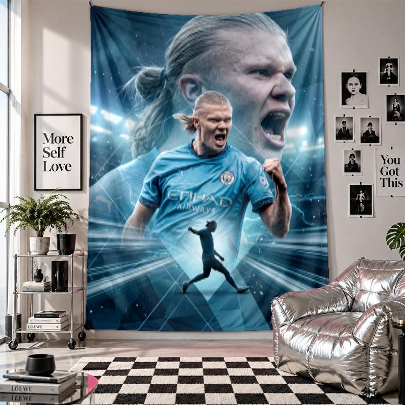 Erling Haaland Wall Tapestry Home Decor Wall Hanging Cloth for Bedroom Living Room Background