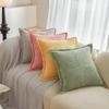Modern Corduroy Patchwork Pillow Cover with Piping - Light Color Corn Stripe Design for Living Room Cushion