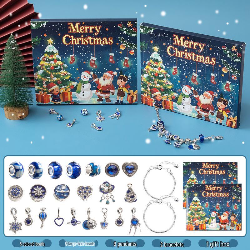 Christmas Jewelry Advent Calendar: 24 Compartments of Necklace, Bracelet & Stud Earrings Gift Box