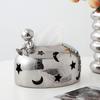 Elegant Silver Electroplated Sturdy Resin Tissue Holder Enhancing Living Room or Office Ambiances Decoration Use