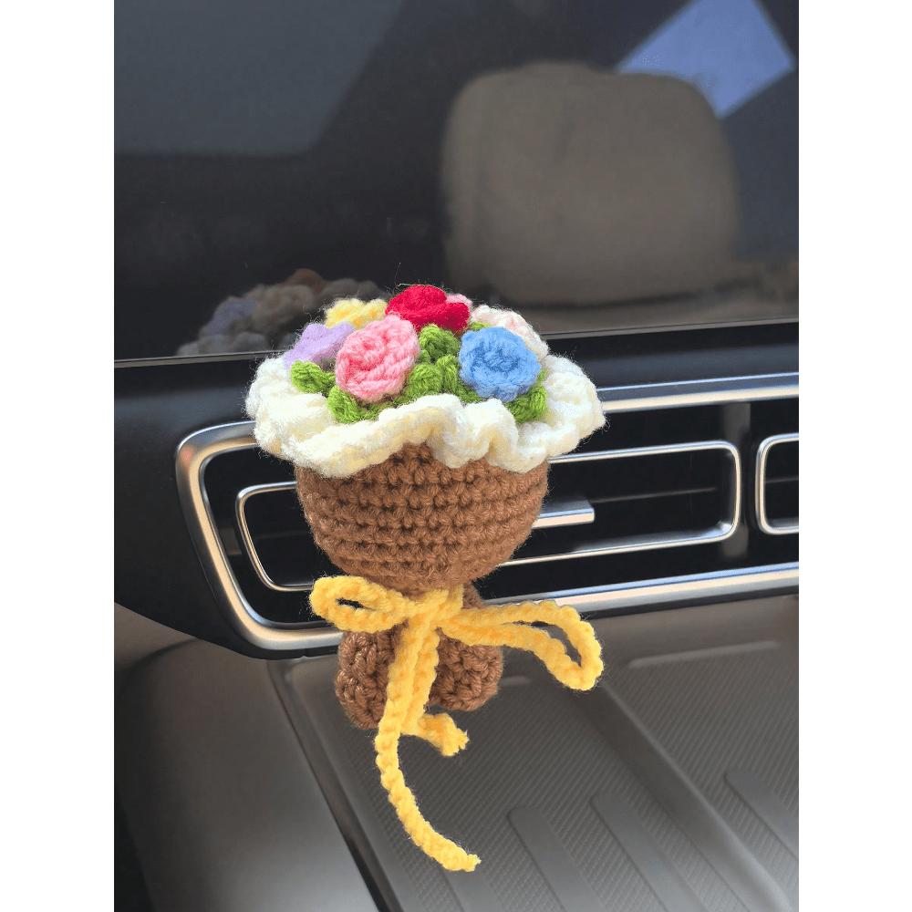 1pc Car Air Outlet Decoration Yarn Hand-Held Flower Car Air Conditioning Decoration
