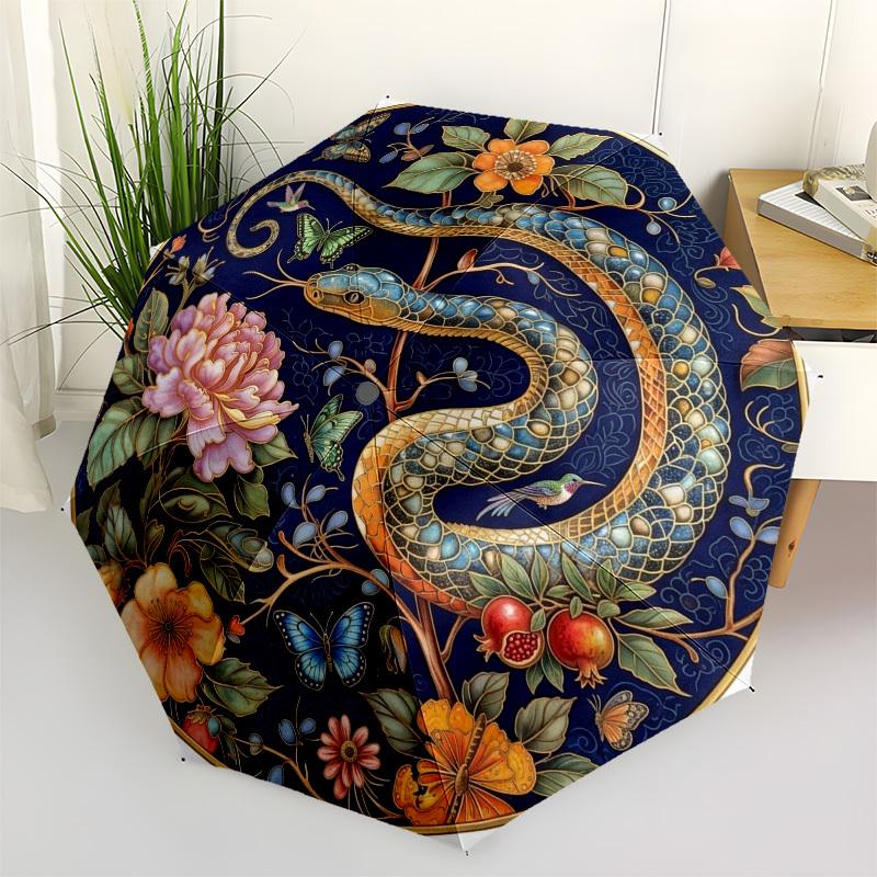 1pc Snake, floral, nature Umbrella with Plastic Handle,Compact & Stylish,Suitable for All Seasons YS331053