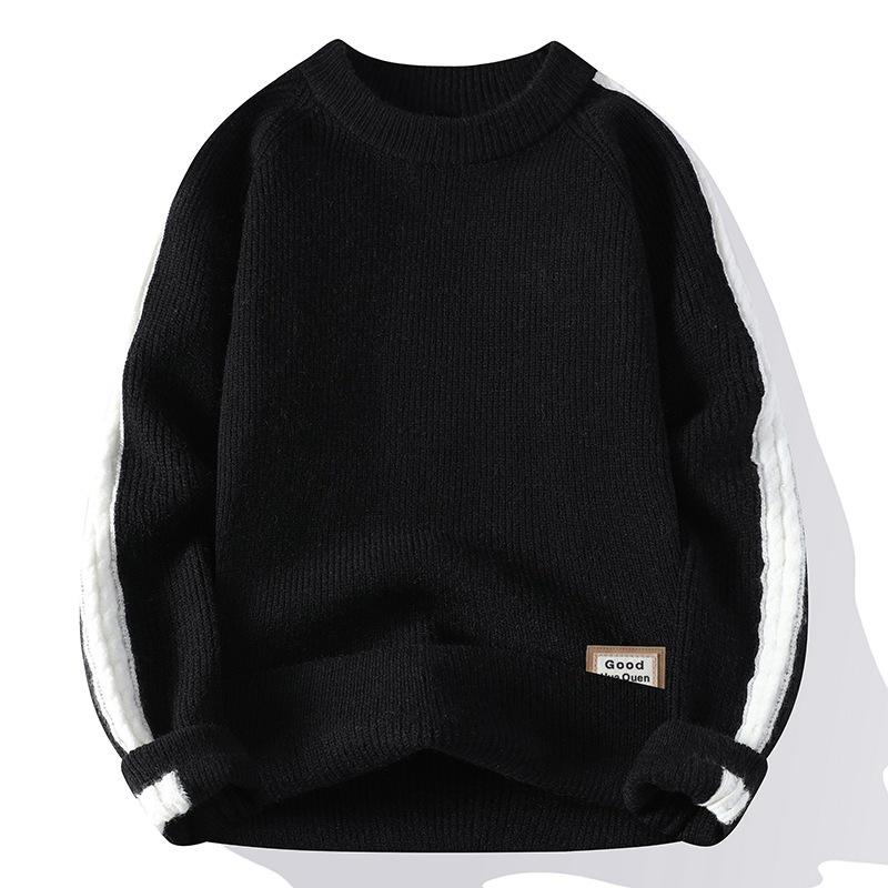 

Горячая распродажа, популярный, новый повседневный свитер с круглым вырезом на осень и зиму, вязаный свитер, свитер большого размера свободного кроя. 4xl чёрный