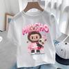 Maglietta Bianca Labubu per Bambini Carina Maglietta Cartone Animato Top Anime Girocollo Manica Corta Vestiti Moda Abbigliamento Estivo per Bambini Regalo