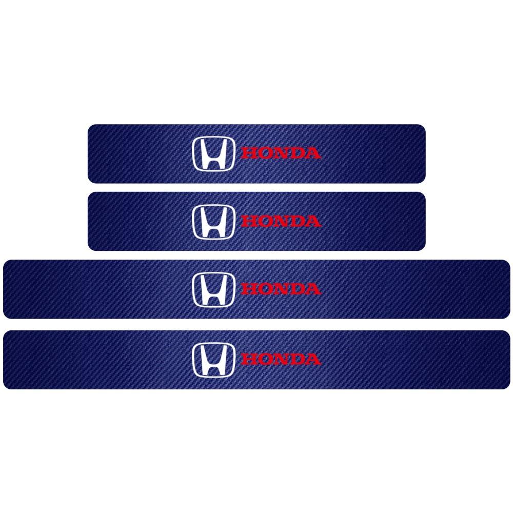 Dncr6 4Pcs Carbon Fiber Car Door Threshold Sill Sticker Badge For Honda Mugen Typer ACCORD Airwave Avancier Civic INSPIRE GK5 CRV XRV