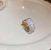 18K Gold Plated Pearl & Diamond Open Ring: High-End Fashion Jewelry for Women