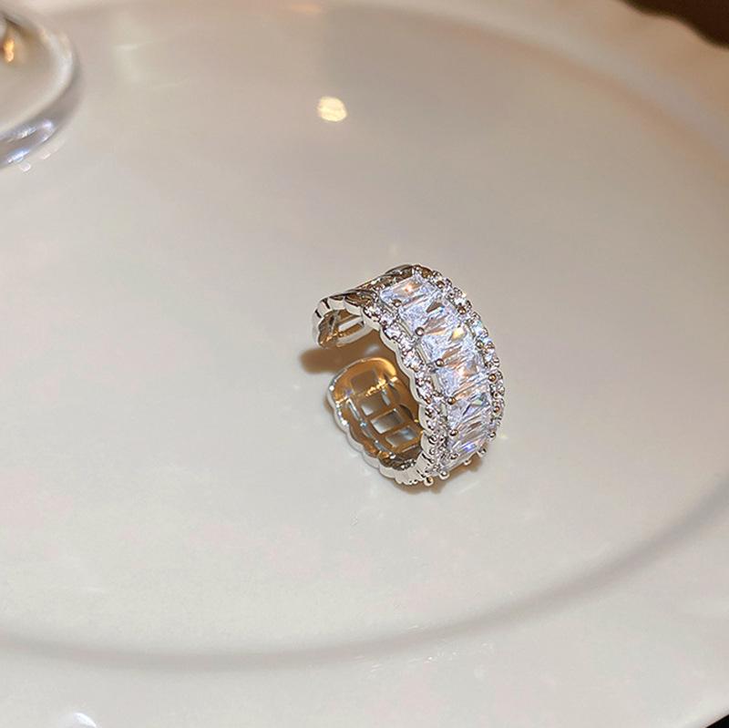 18K Gold Plated Pearl & Diamond Open Ring: High-End Fashion Jewelry for Women