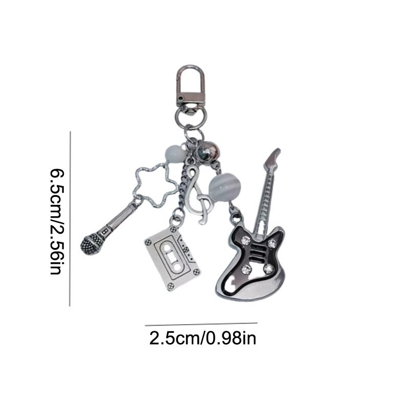 Y2K Mode Gitarre Handy Kette Vintage Metall Schlüsselanhänger Vielseitiger Taschenanhänger Rucksack Hängende Dekoration Schlüssel Zubehör