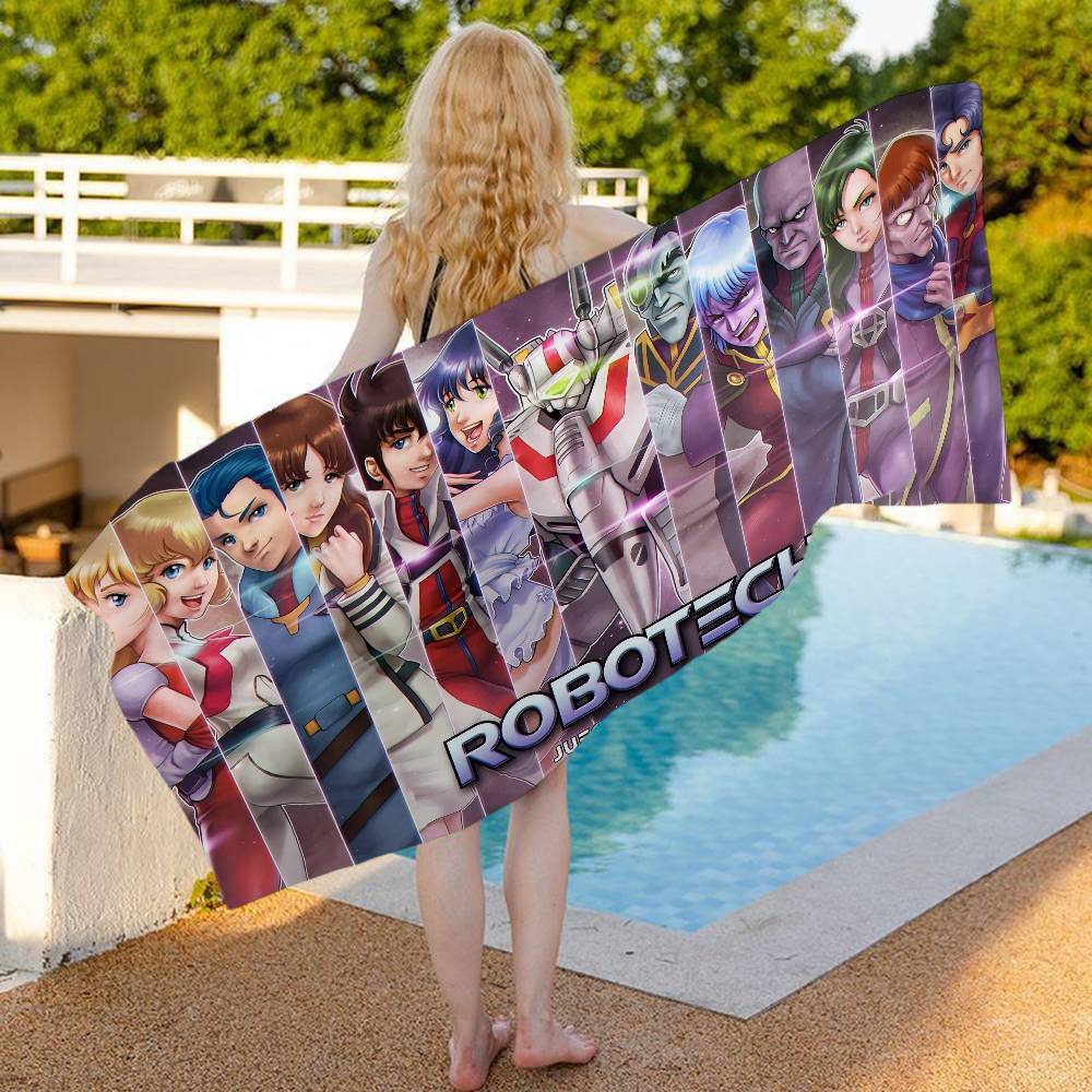 Cartoon R-RobotechS Microfiber Blanket Quick Drying Beach Towels Oversized Printing Super Absorbent Pool Towel Blanket