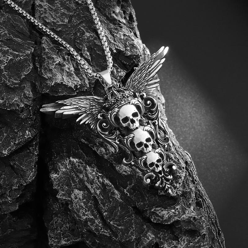 Accessories Skull Wings Style Hip-Hop Trendy Men's Pendant Necklace