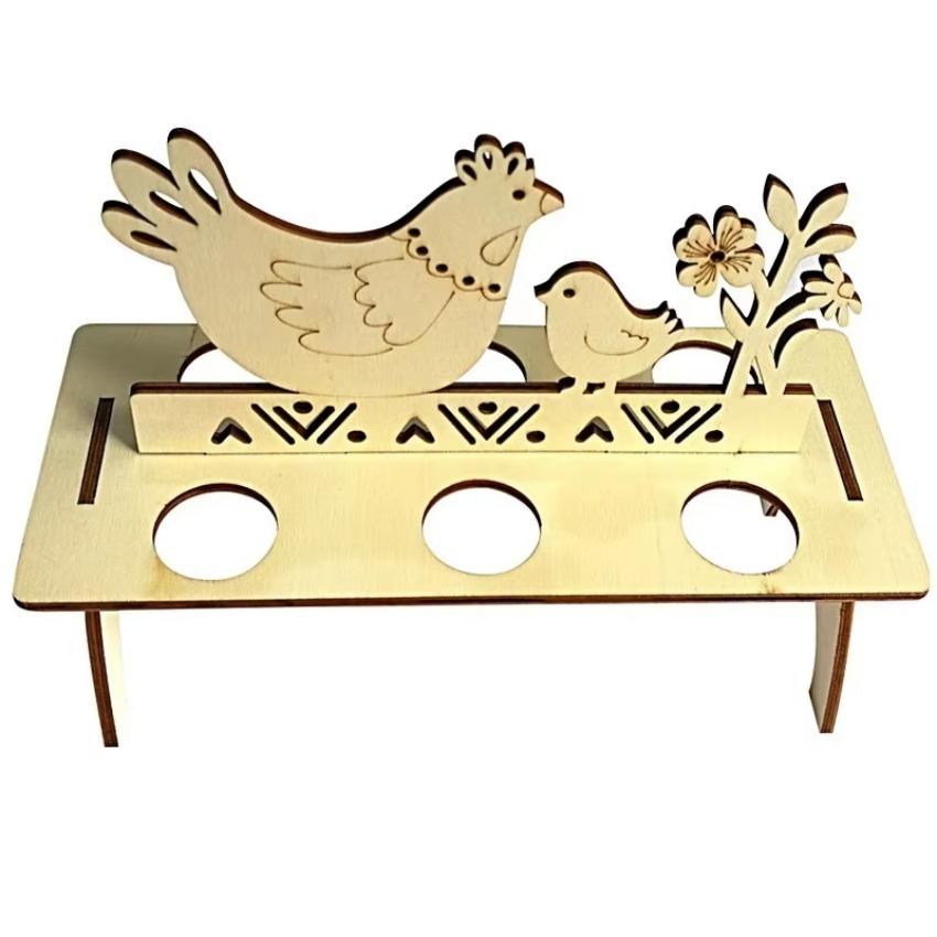 1 Pcs DIY Rabbit Chick Easter Egg Tray Wooden Cute Party Decoration Home Decoration House Decoration Creative