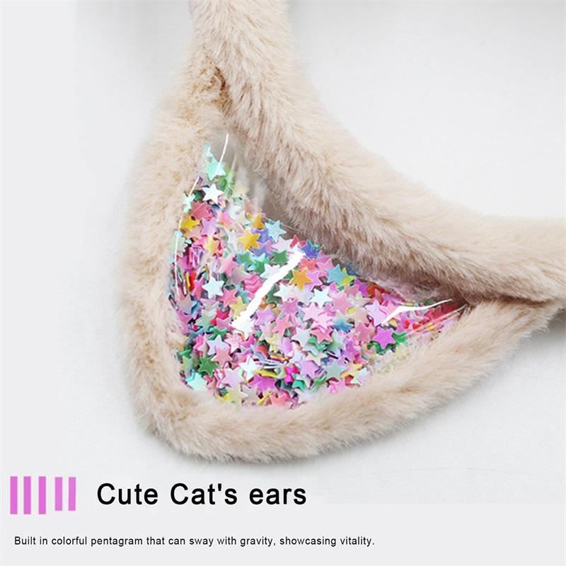 Suefunskry Winter Warm Earmuffs for Women Kids Girls Cute Cat Ear Muffs Foldable Fluffy Ear Warmers Headwear