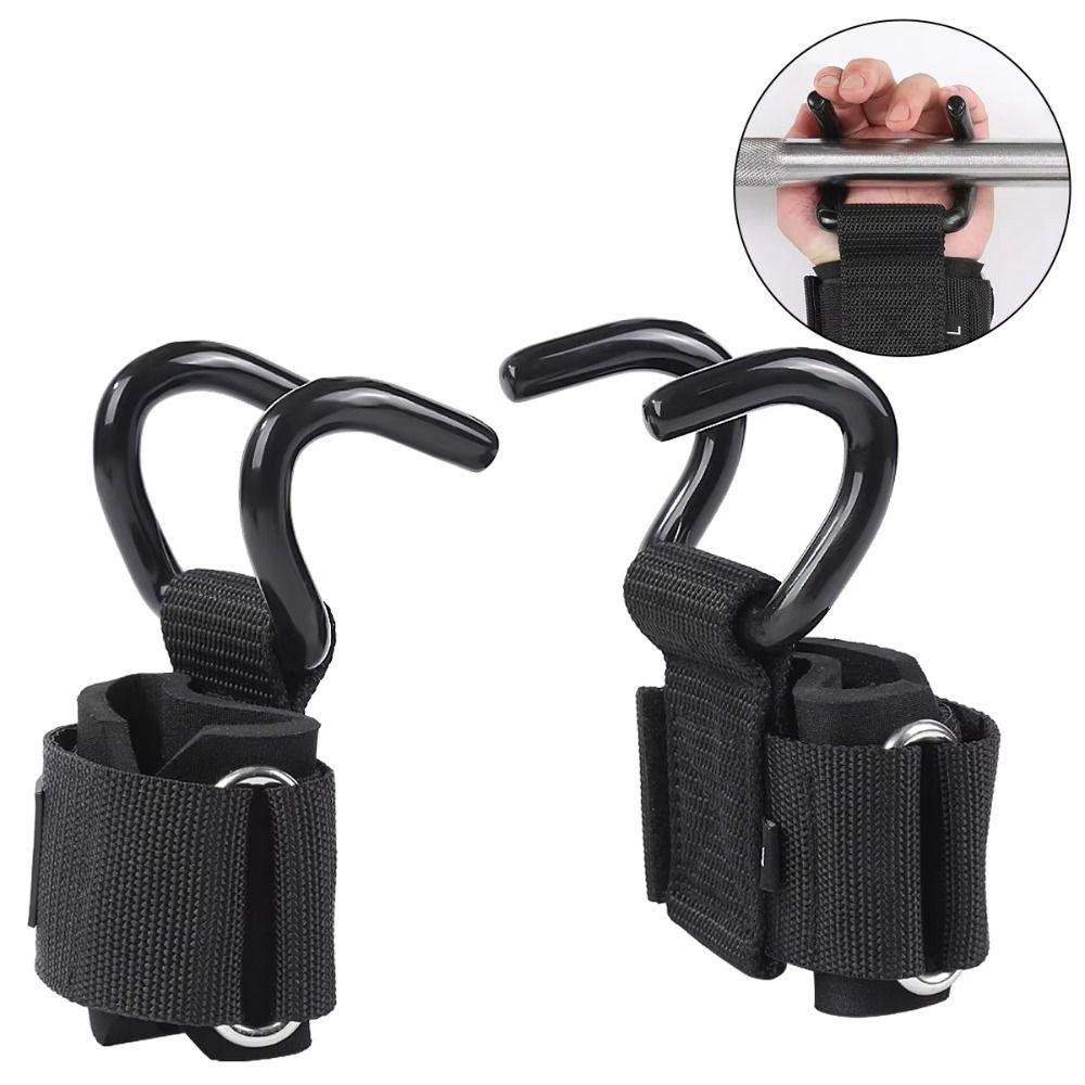 2Pcs Strength Workout Weightlifting Straps Black Wrist Strength Training Hooks  for Gym Training