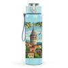 1PC Istanbul Mosque City Landscape Print 750ml Color Plastic Sports Water Bottle Leakproof Flip Straw Lid Suitable for Sports Office Home Use