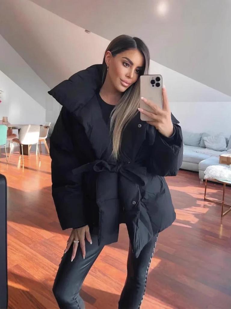 Women's Warm Waist Slimming Long Sleeve Tie Waist Loose Solid Color Fashion Winter Cotton Jacket Coat