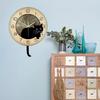 Black Cat Clock with Moving Tail Vintage, Funny Cat Wall Clock with Swinging Tail Silent Non Ticking Battery Operated Creative DIY Pendulum Wall