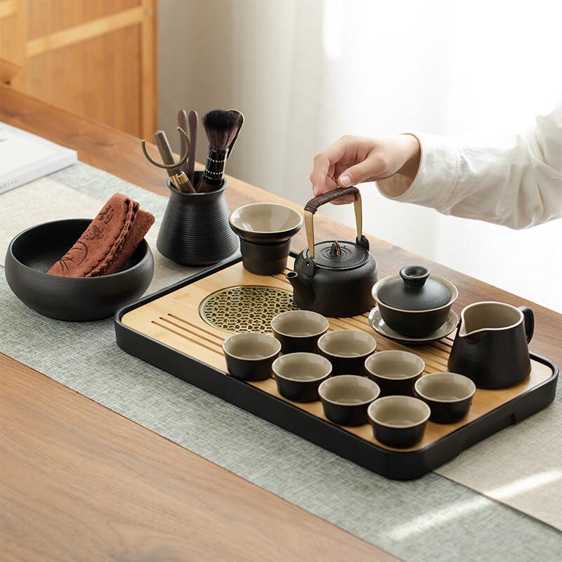 Minimalist Black Pottery Kung Fu Tea Set