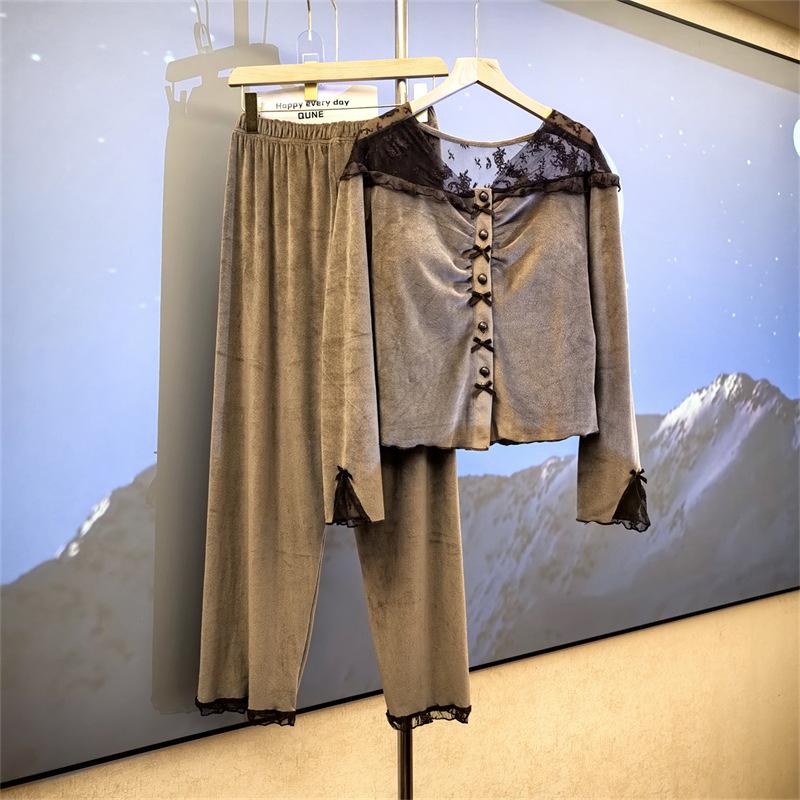 

Женская модная осенне-зимняя пижама с нагрудными вкладышами - Уютная, элегантная и стильная флисовая домашняя одежда XL